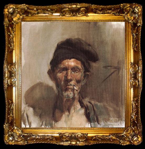 framed  Joaquin Sorolla Smoking old man, ta009-2